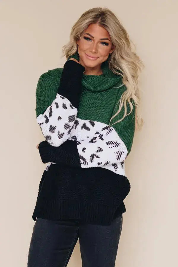 Carol Leopard Print Sweater Stay Warm in Style