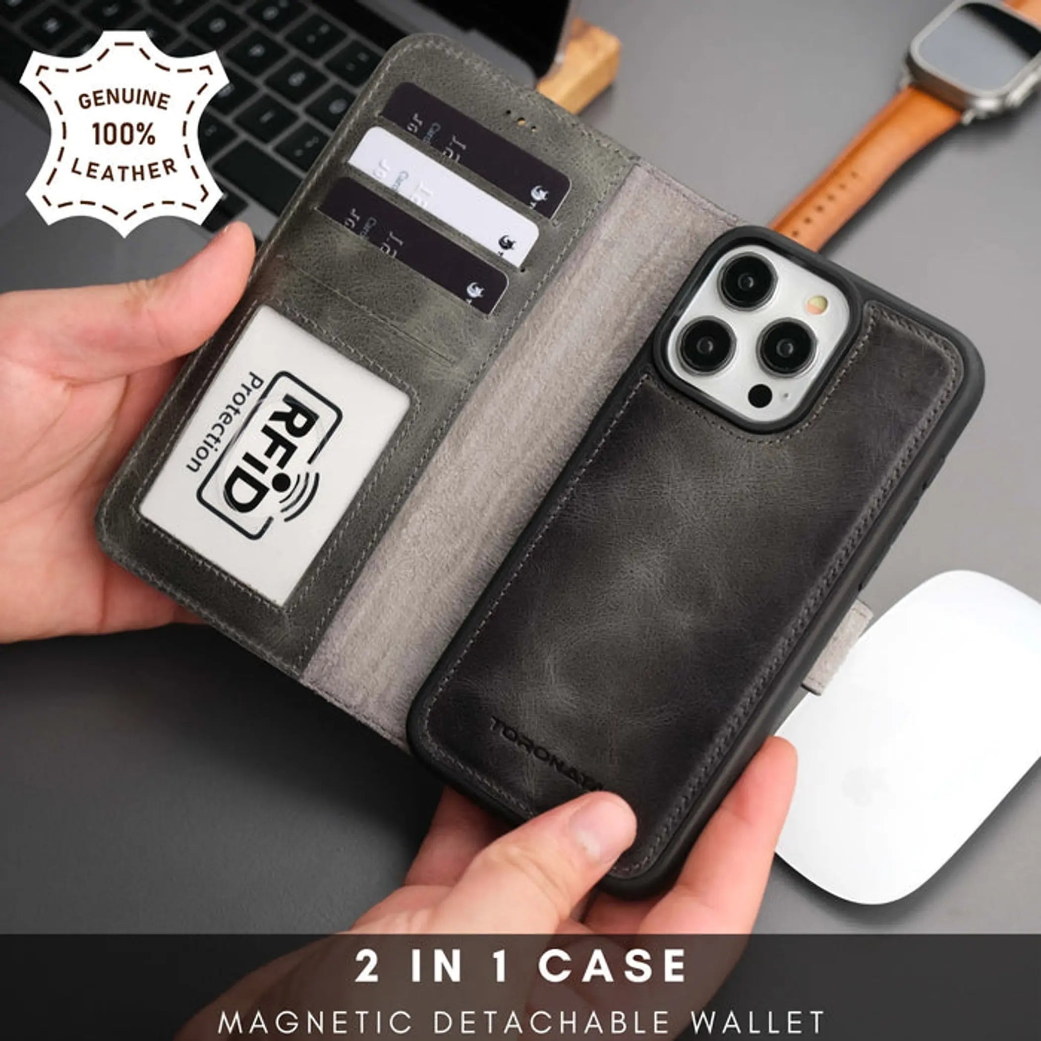 Casper iPhone 16 Wallet Case Leather MagSafe Toronata