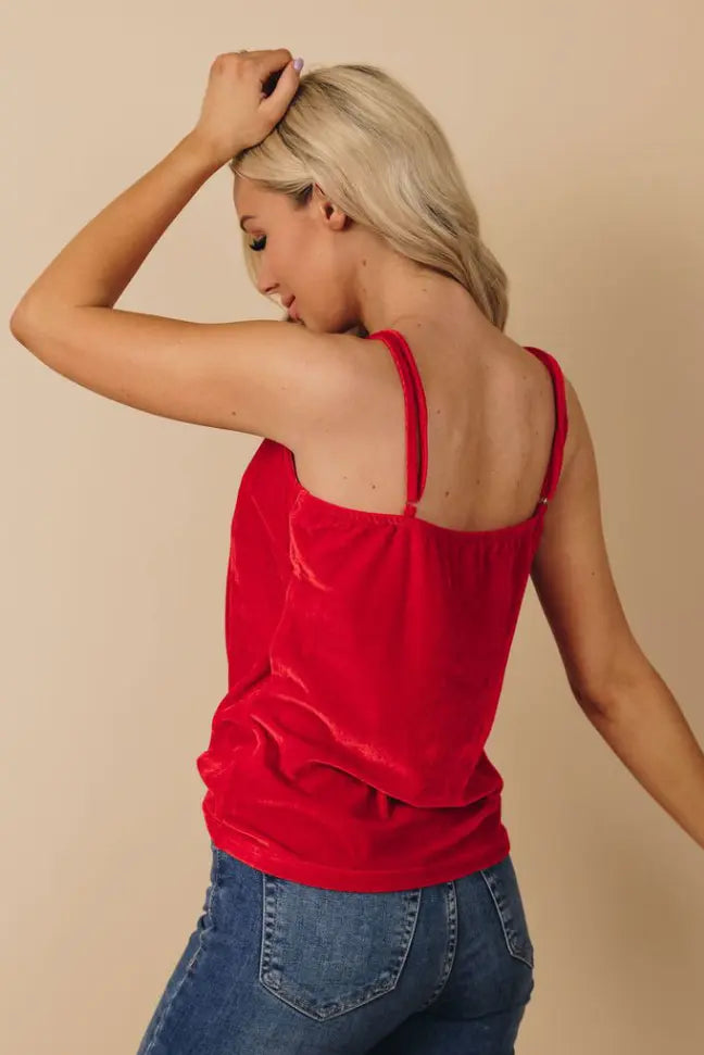 Castellano Velvet V-Neck Tank Stay Warm in Style