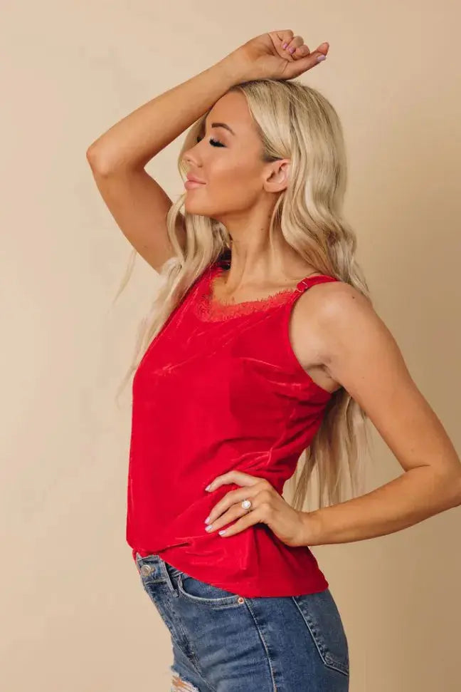 Castellano Velvet V-Neck Tank Stay Warm in Style