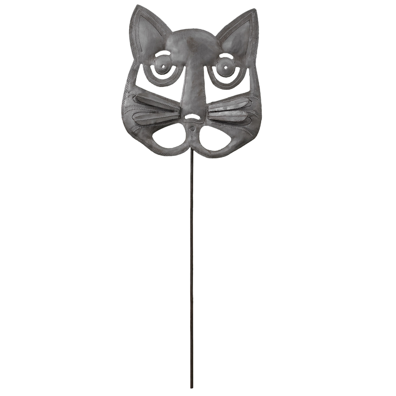 Cat Head Stake with 3D Whiskers Le Primitif Galleries