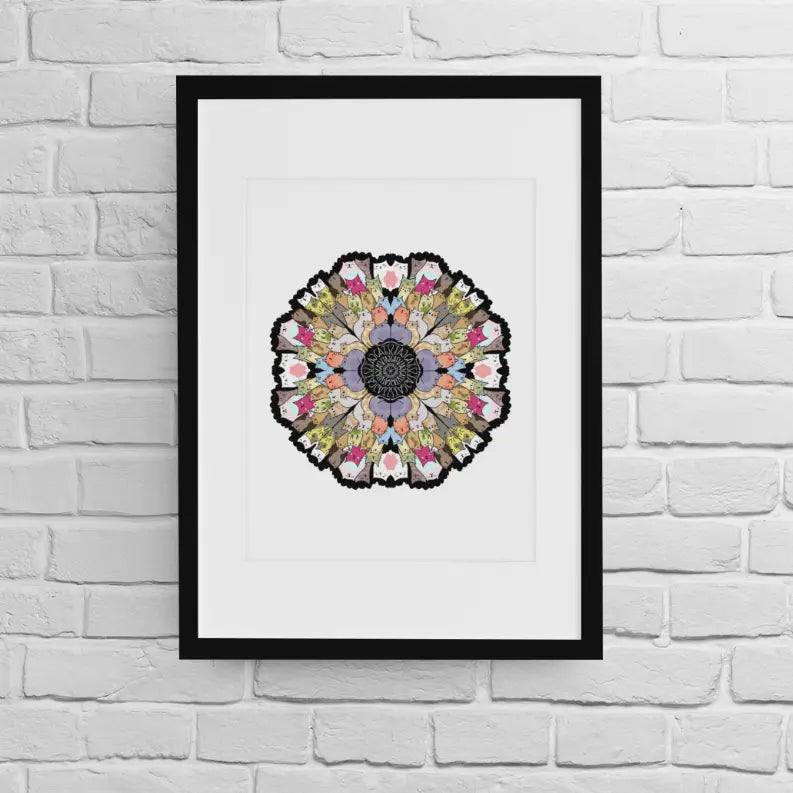 Cat Mandala Wall Art Print Black Cat Bazaar