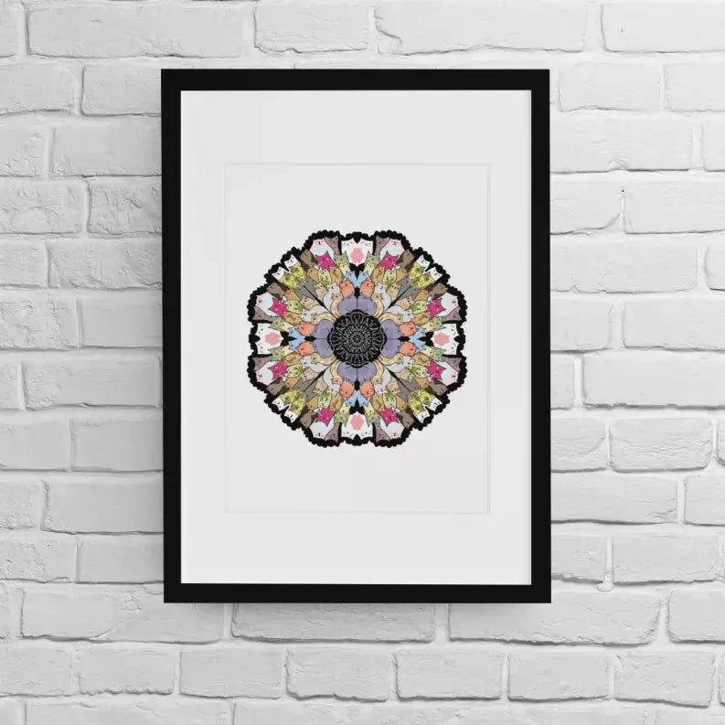 Cat Mandala Wall Art Print Black Cat Bazaar