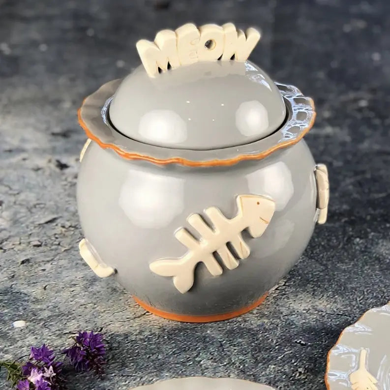 Cat Treat Jar Carmel Ceramica