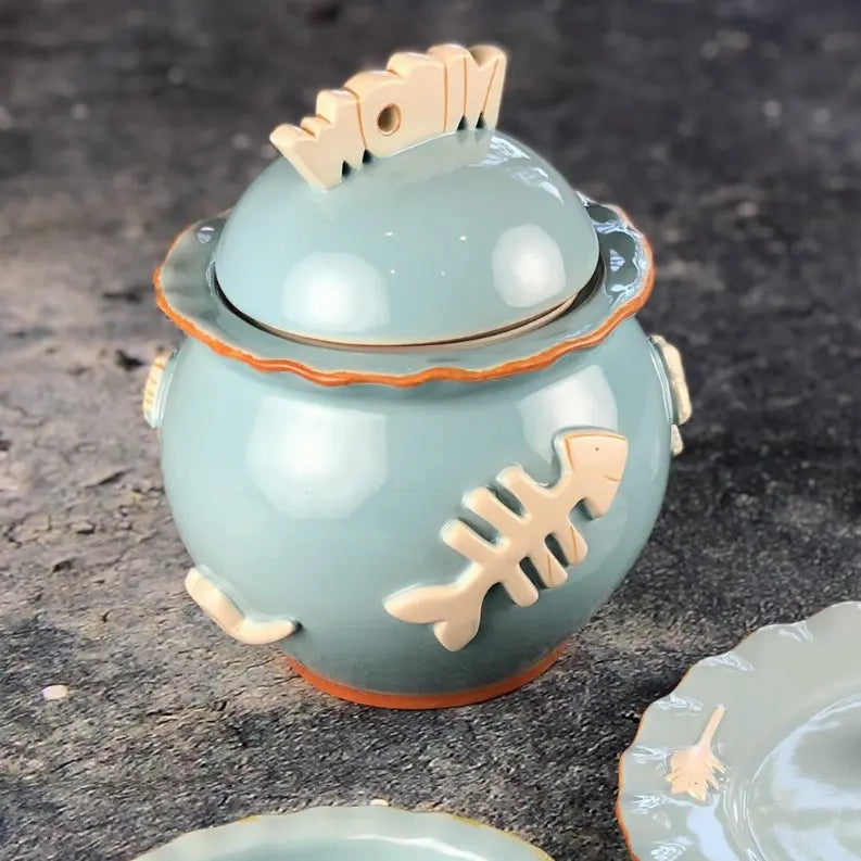 Cat Treat Jar Carmel Ceramica