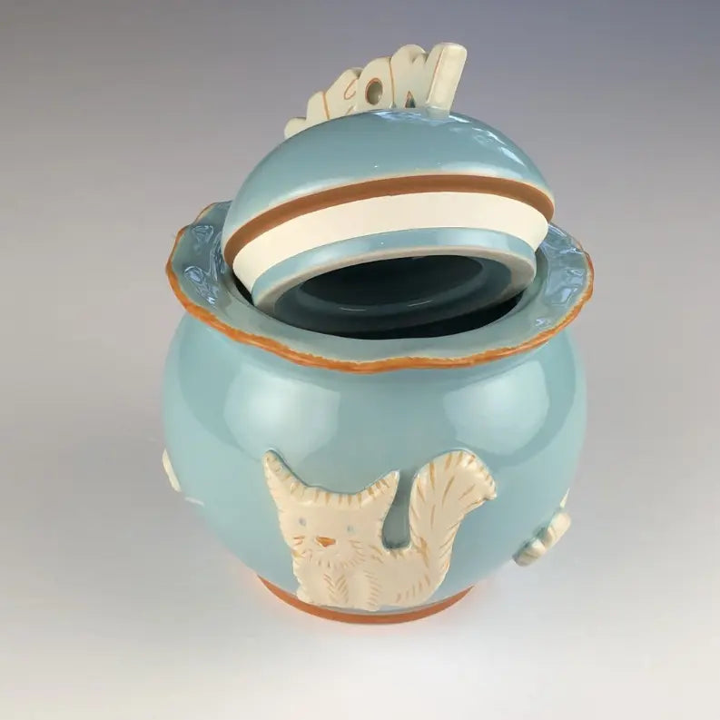 Cat Treat Jar Carmel Ceramica