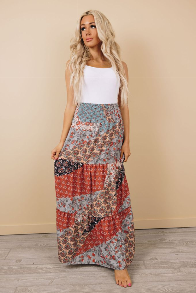 Catrin Boho Maxi Skirt Stay Warm in Style