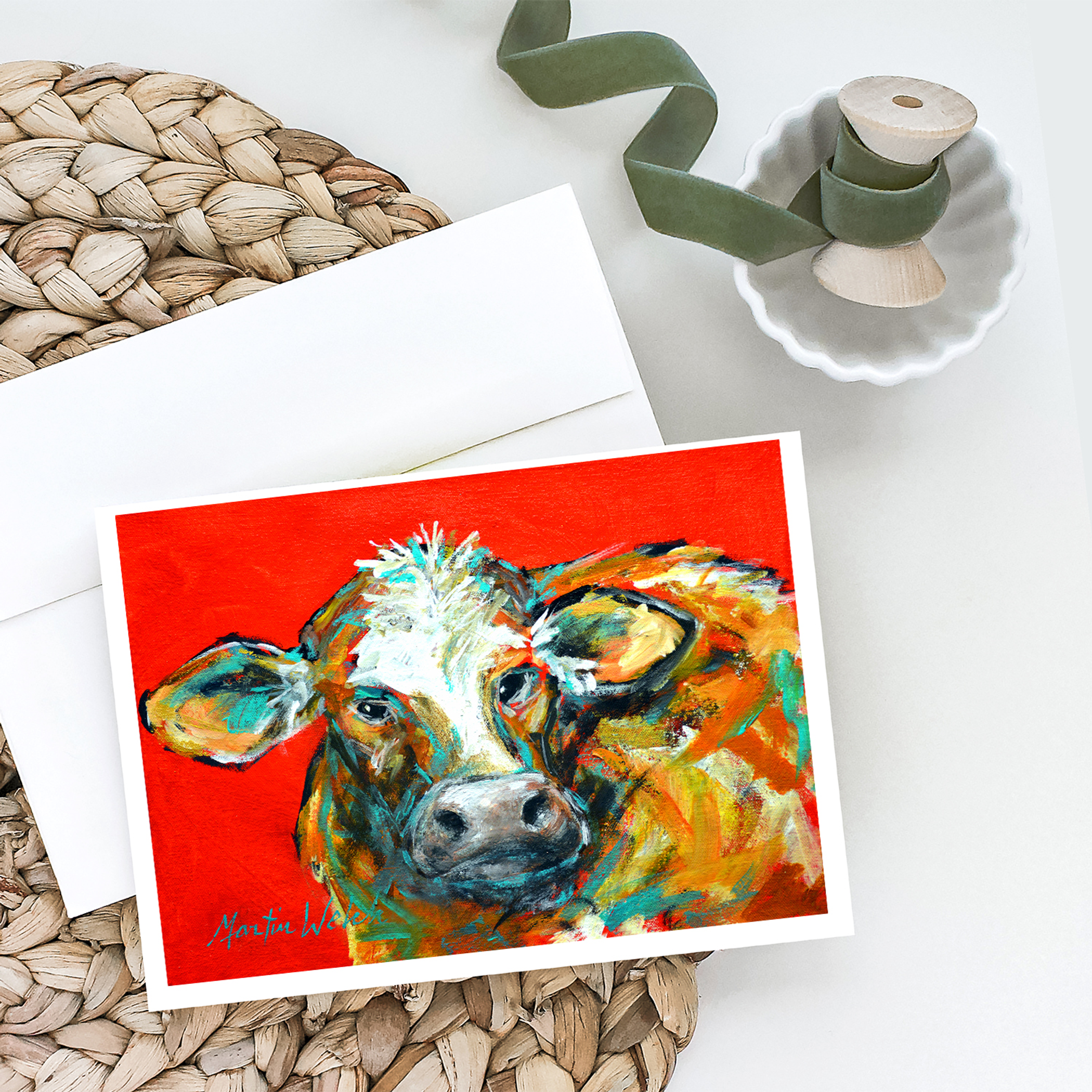 Caught Red Handed Cow Greeting Cards Pack of 8 Caroline's Treasures