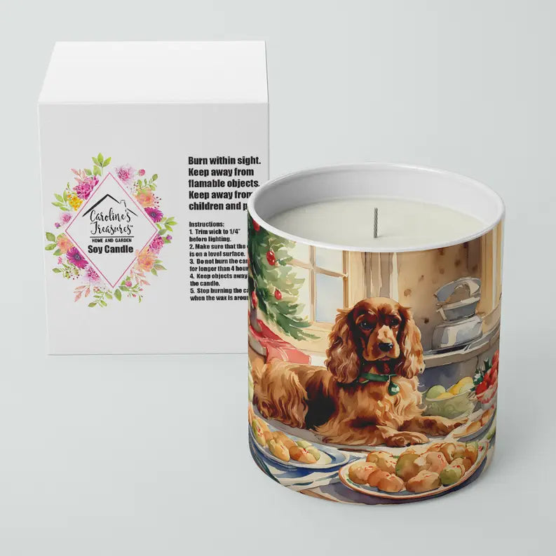 Cavalier Spaniel Christmas Cookies Decorative Soy Candle Caroline's Treasures