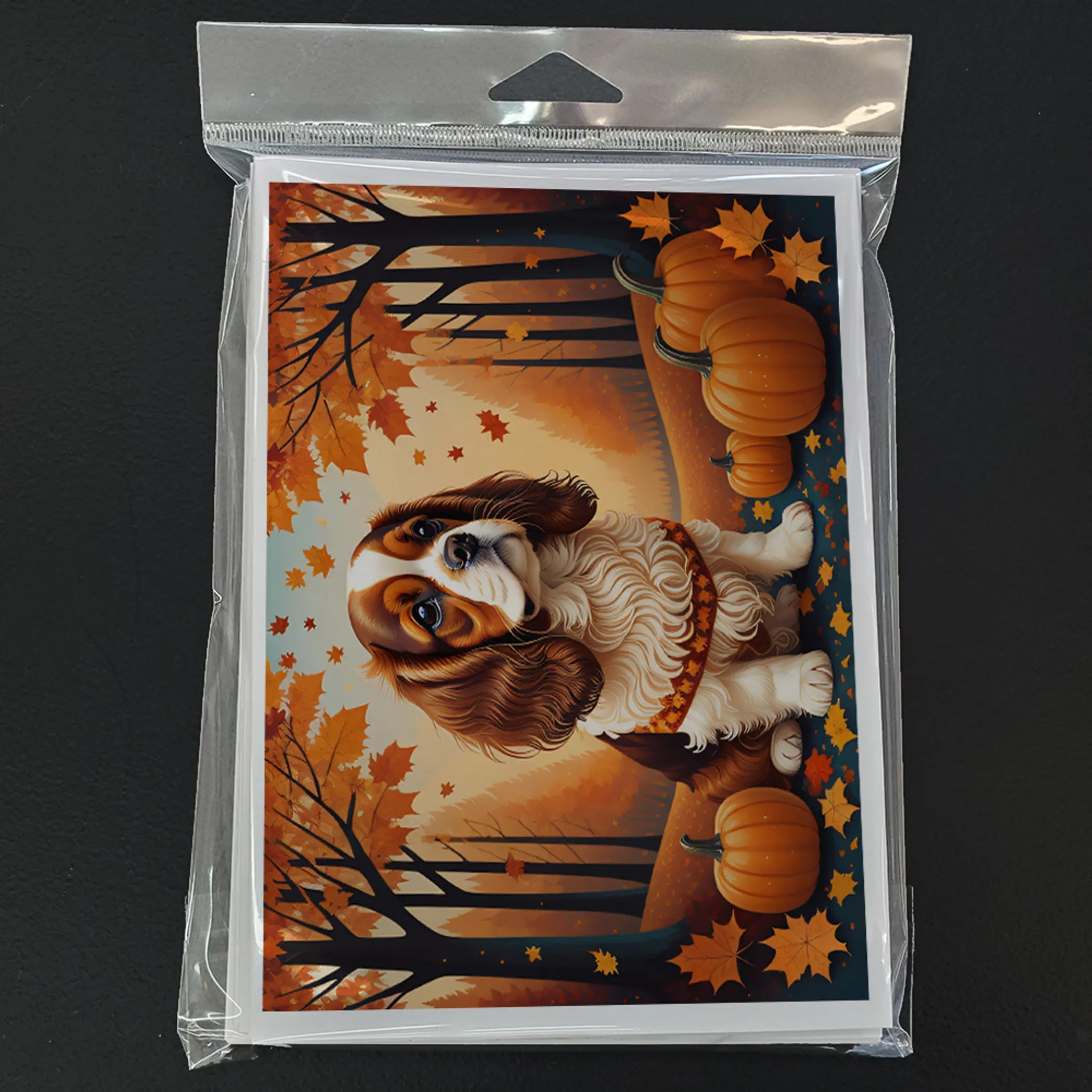 Cavalier Spaniel Fall Greeting Cards Pack of 8 Caroline's Treasures