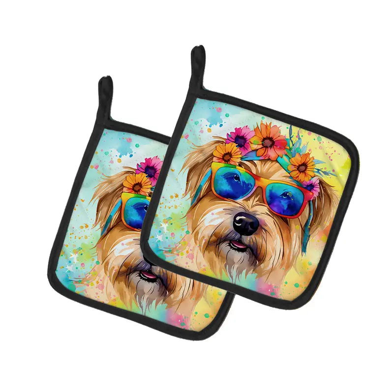 Cavalier Spaniel Hippie Dawg Pair of Pot Holders Caroline's Treasures