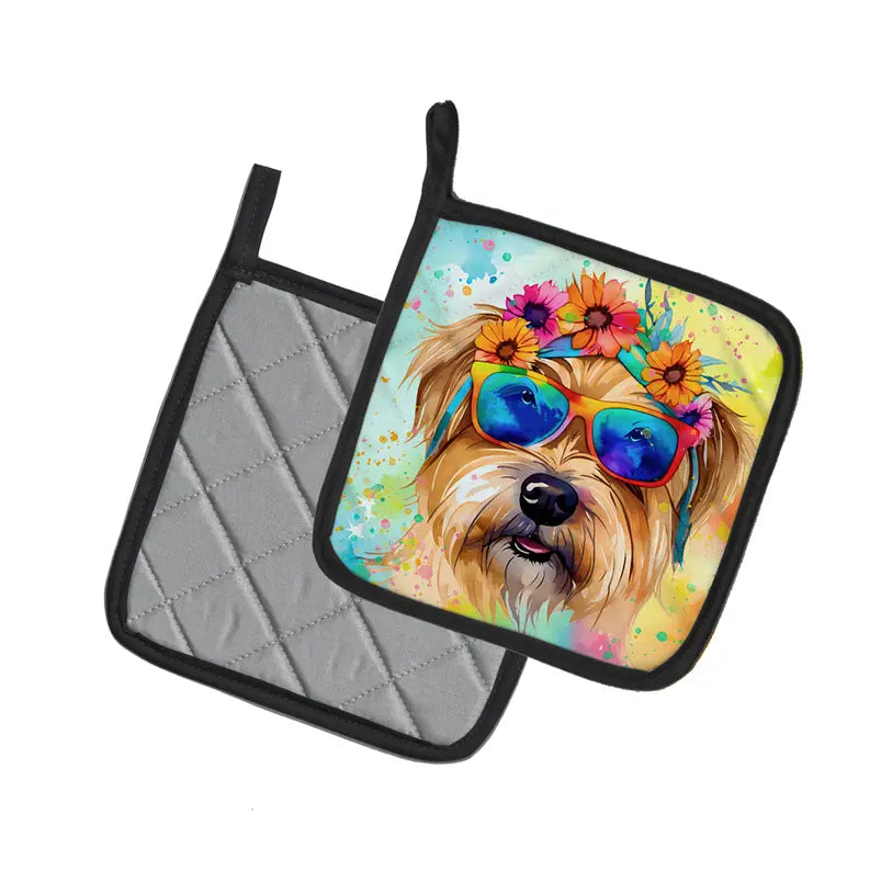 Cavalier Spaniel Hippie Dawg Pair of Pot Holders Caroline's Treasures
