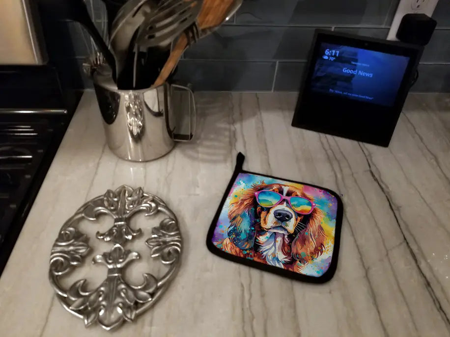 Cavalier Spaniel Hippie Dawg Pair of Pot Holders Caroline's Treasures