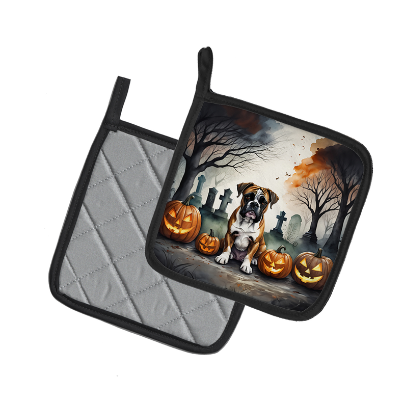 Cavalier Spaniel Spooky Halloween Pair of Pot Holders Caroline's Treasures