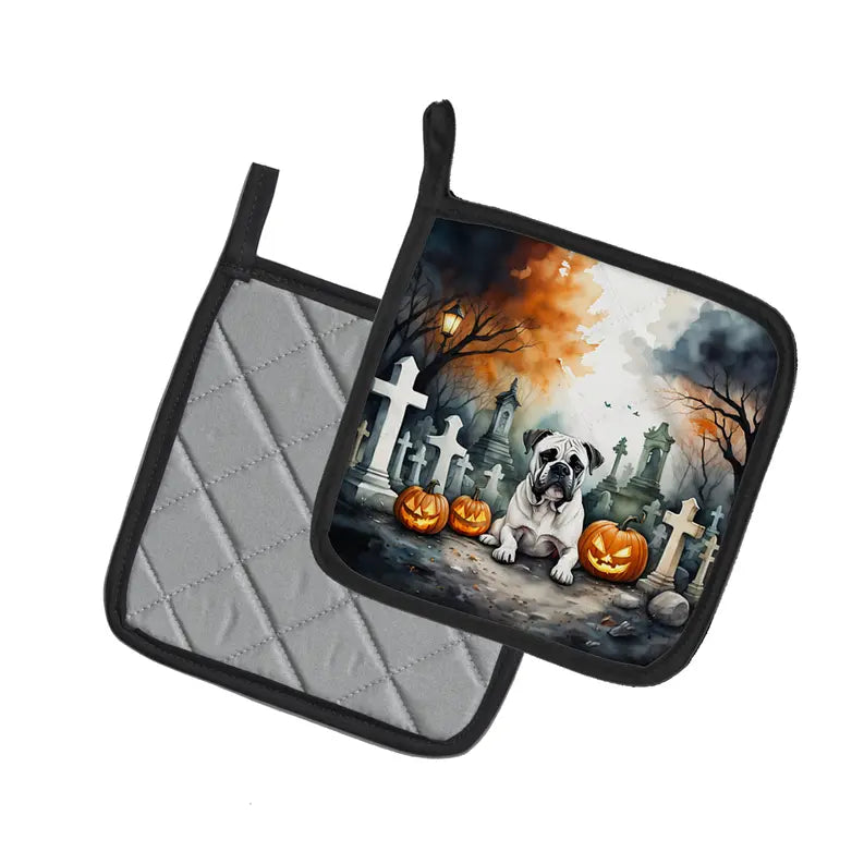 Cavalier Spaniel Spooky Halloween Pair of Pot Holders Caroline's Treasures