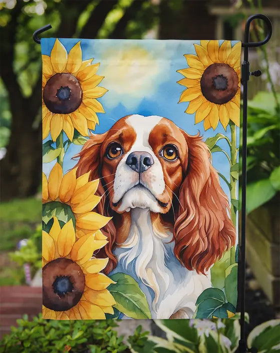 Cavalier Spaniel in Sunflowers Garden Flag Caroline's Treasures