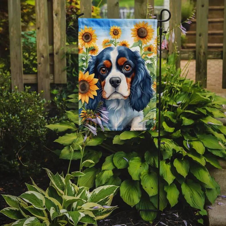 Cavalier Spaniel in Sunflowers Garden Flag Caroline's Treasures