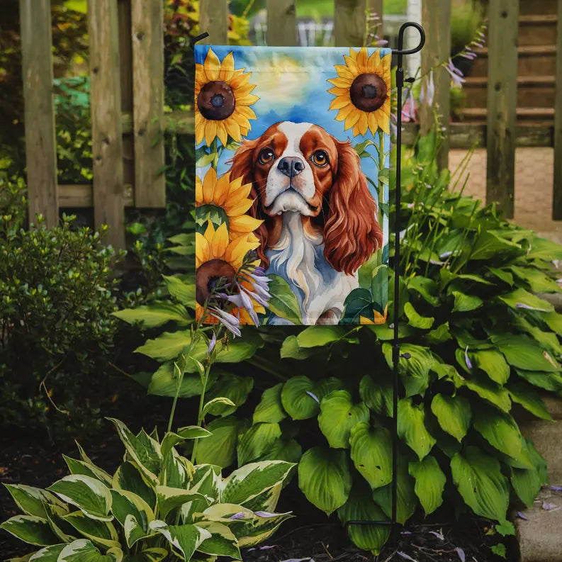 Cavalier Spaniel in Sunflowers Garden Flag Caroline's Treasures