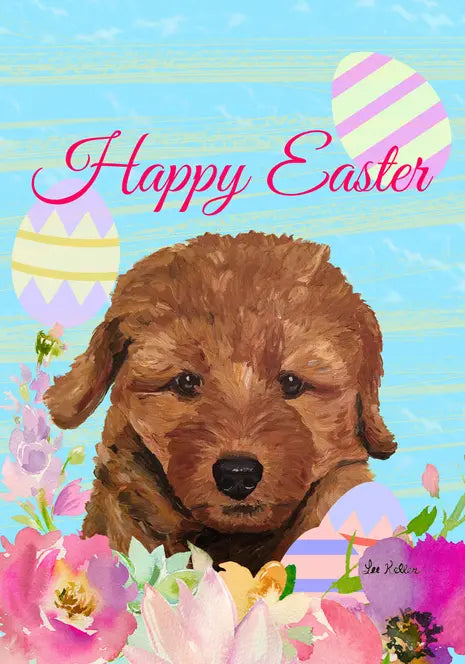 Cavapoo Red - Hippie Hound Studios Easter  House and Garden Flags Best of Breed