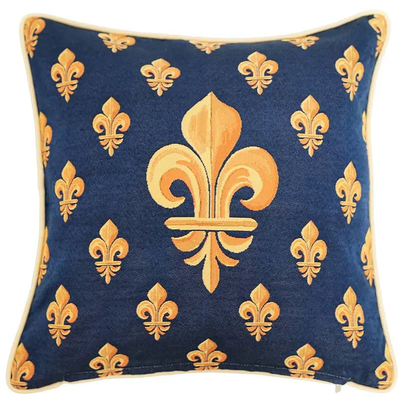 Ccov-Pn-Fdlbl | Panel Fleur-De-Lis Blue Pillowcase/Cushion Cover Signare USA