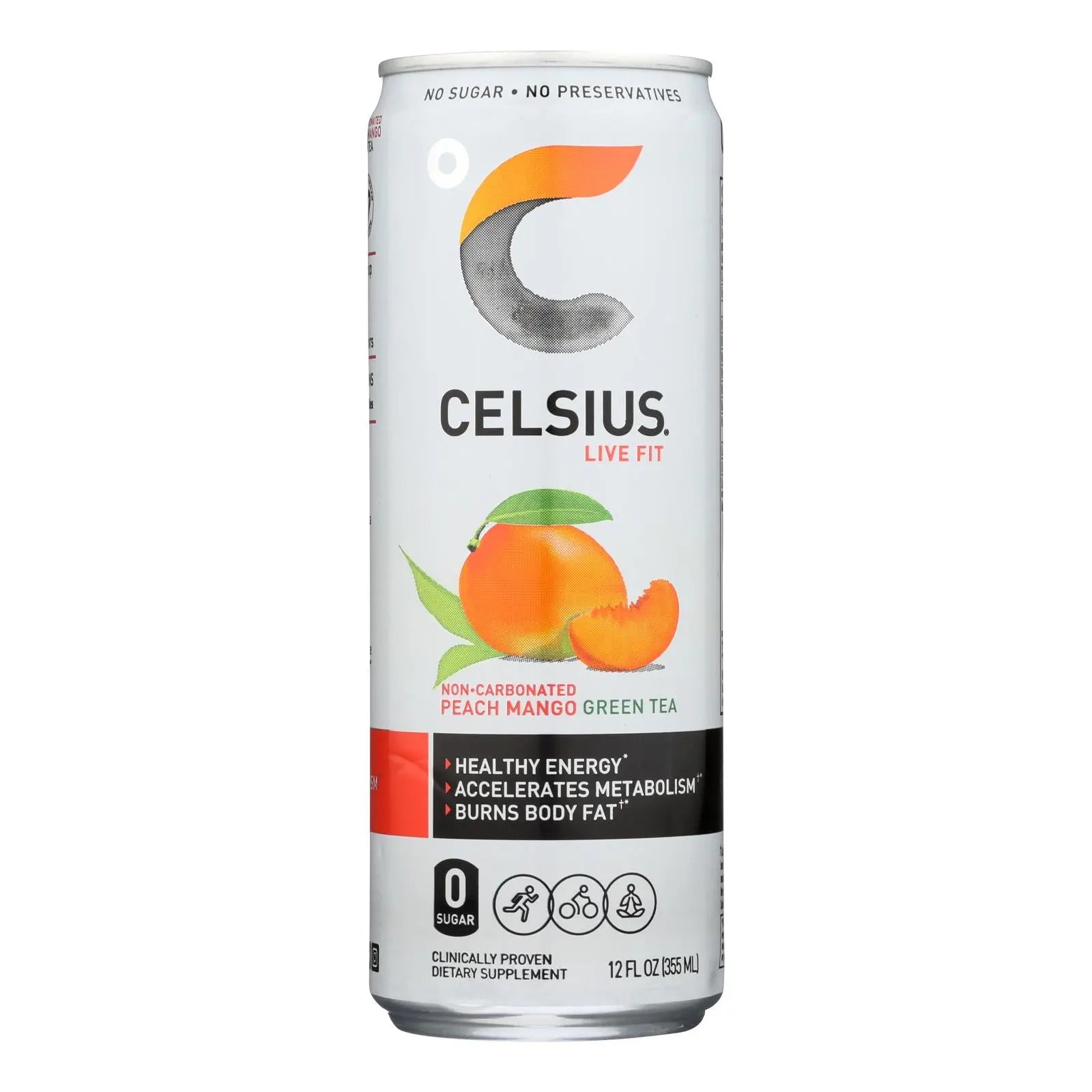 Celcius Live Fit Peach Mango Non-carbonated Green Tea  - Case Of 12 - 12 Fz Celsius