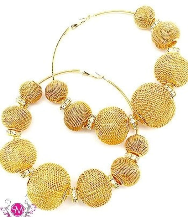 Celebrity Inspired Mesh Chain Balls Earrings SurelyMine