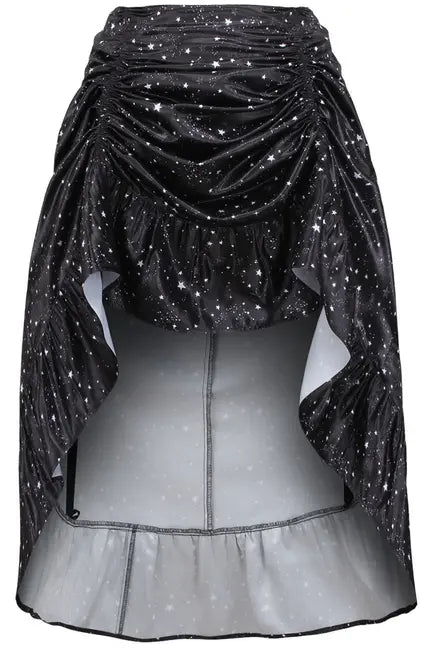 Celestial Print Satin Adjustable High Low Skirt - 34" Long Daisy Corsets