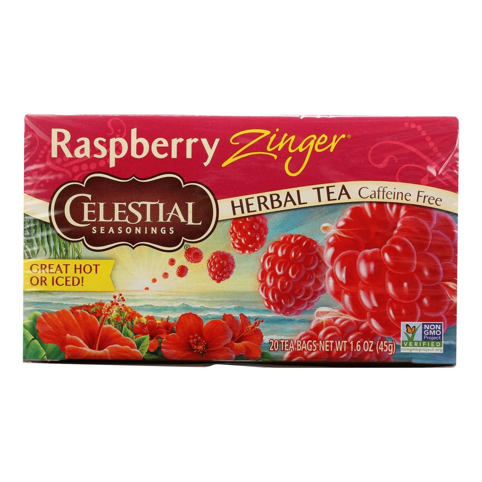 Celestial Seasonings Herbal Tea Caffeine Free Raspberry Zinger - 20 Tea Bags - Case Of 6 Celestial Seasonings
