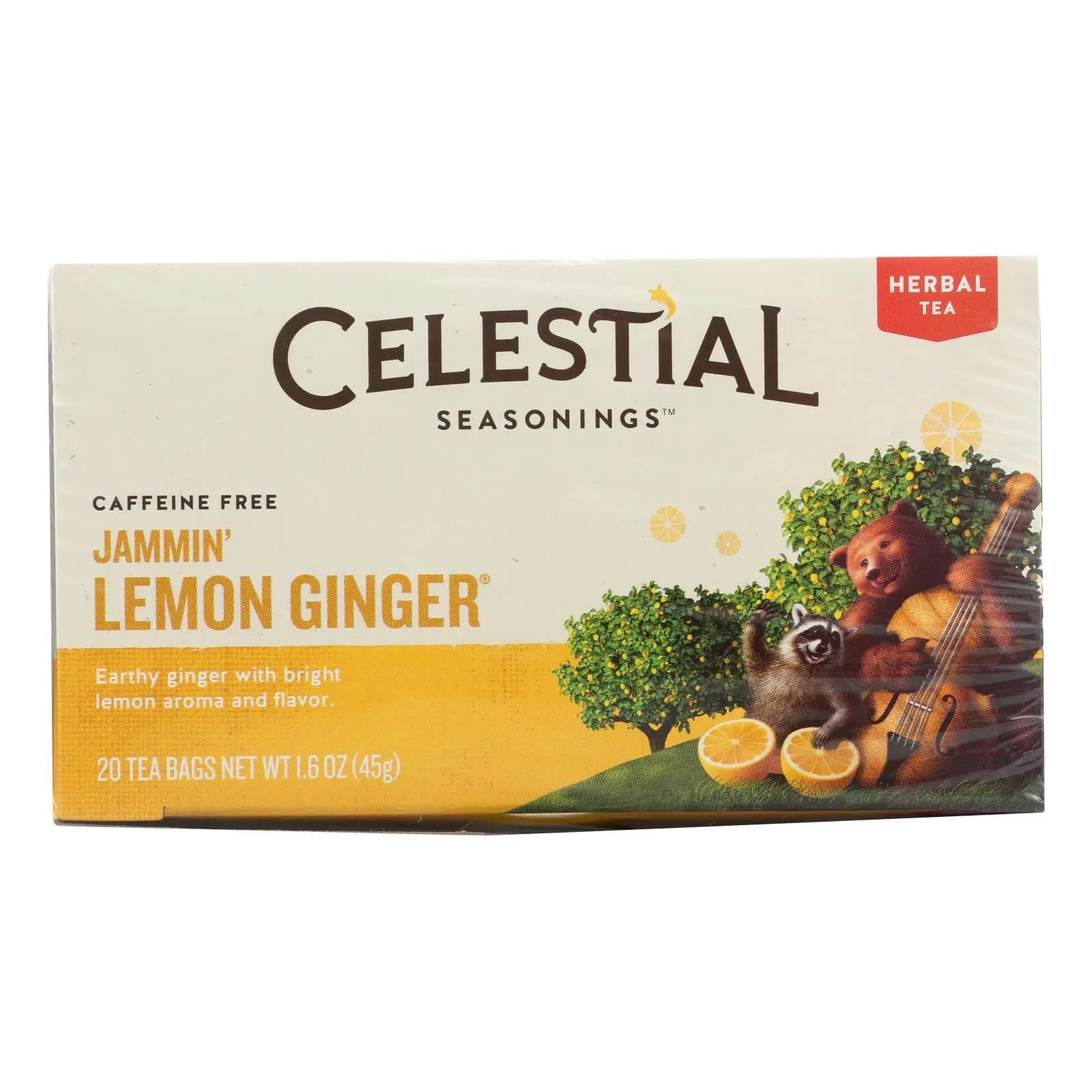 Celestial Seasonings Herbal Tea - Jammin' Lemon Ginger - Caffeine Free - Case Of 6 - 20 Bags Celestial Seasonings
