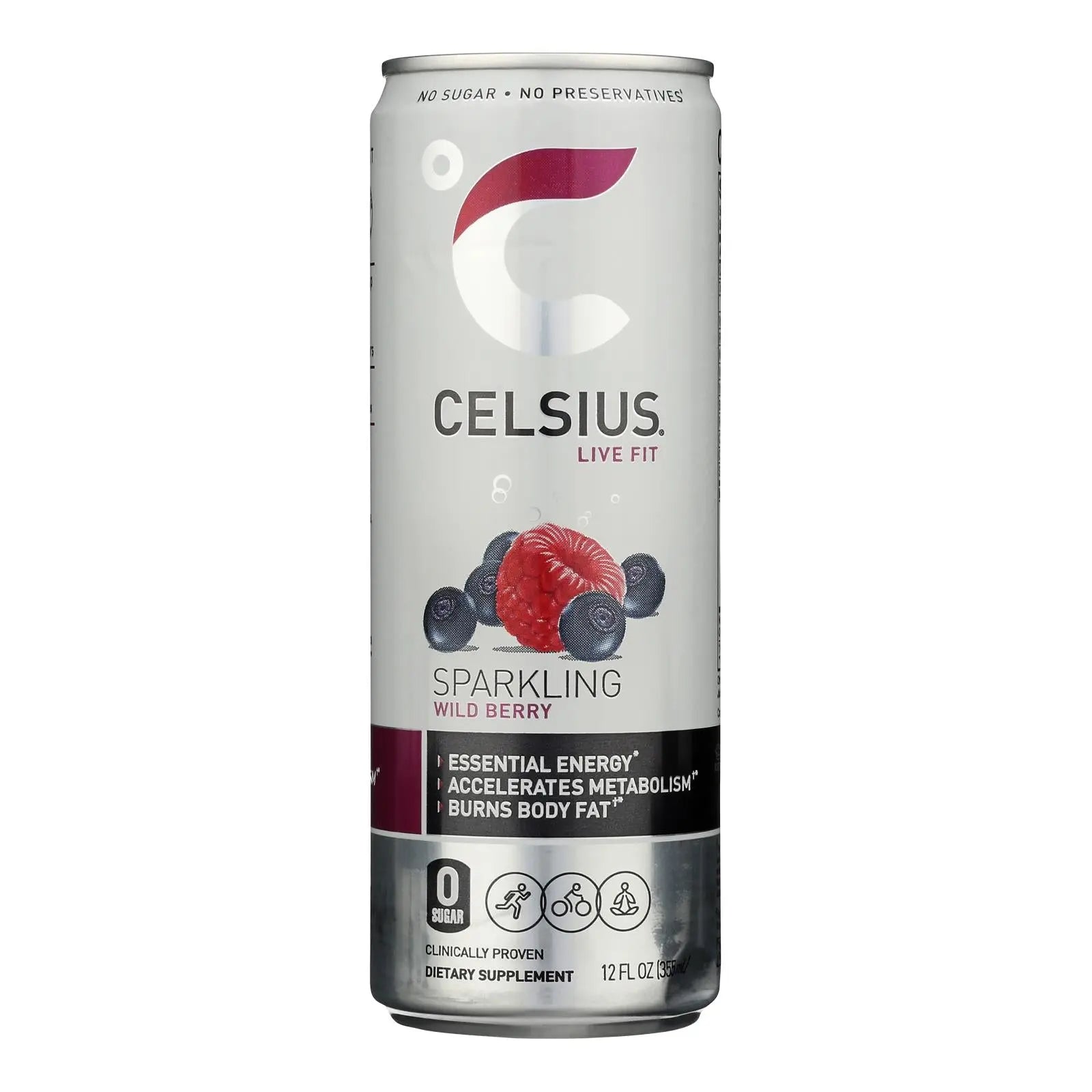 Celsius Sparkling Wild Berry Dietary Supplement  - Case Of 12 - 12 Fz Celsius