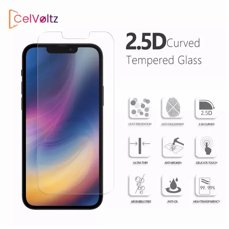 Celvoltz Tempered Glass Compatible For IPhone (100 Pack) Clear CelVoltz