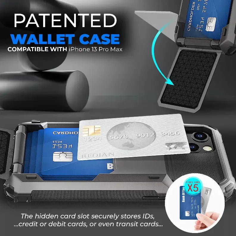 Celvoltz Wallet 4-Card Holder Id Slot Flip Door Hidden Pocket Case CelVoltz