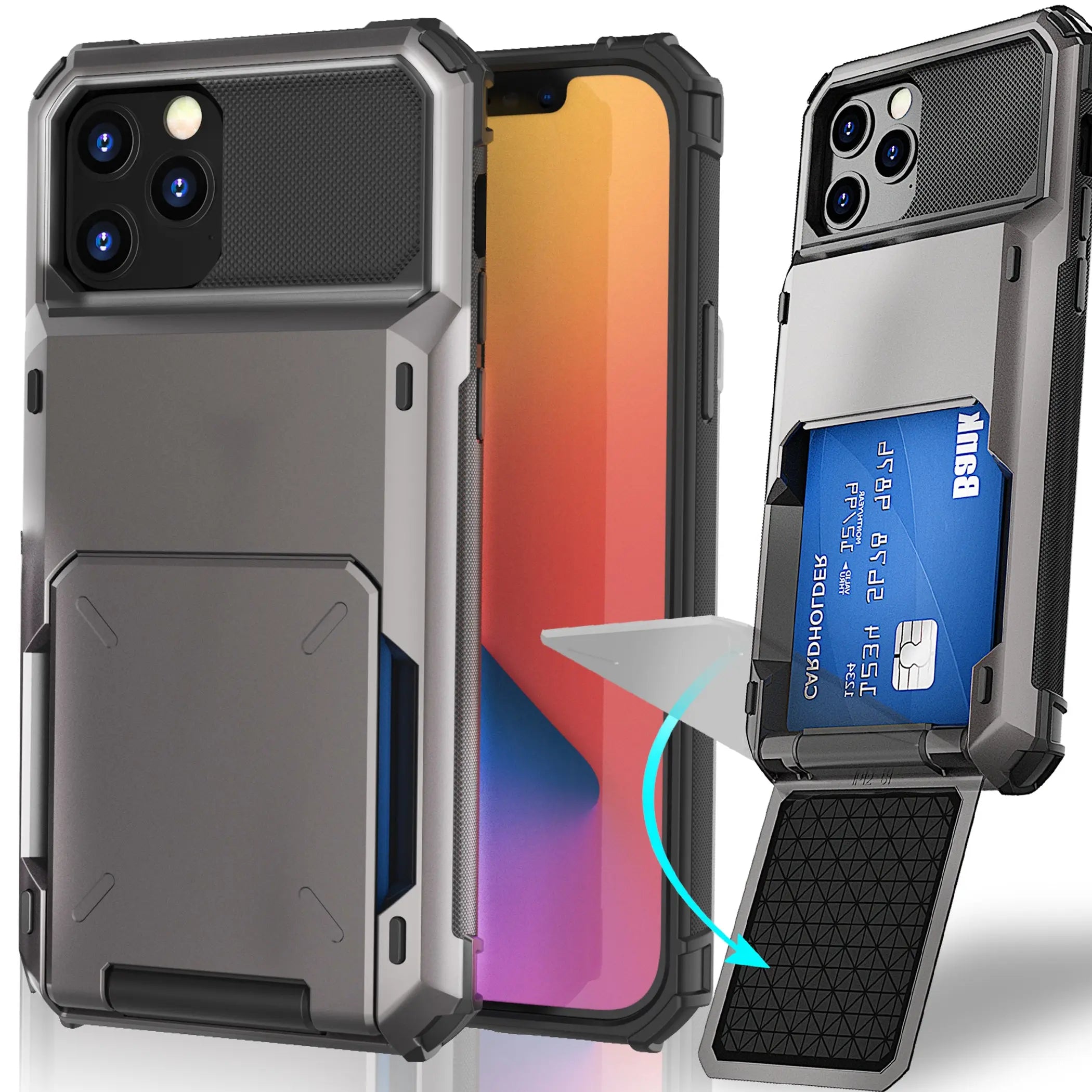 Celvoltz Wallet 4-Card Holder Id Slot Flip Door Hidden Pocket Case CelVoltz