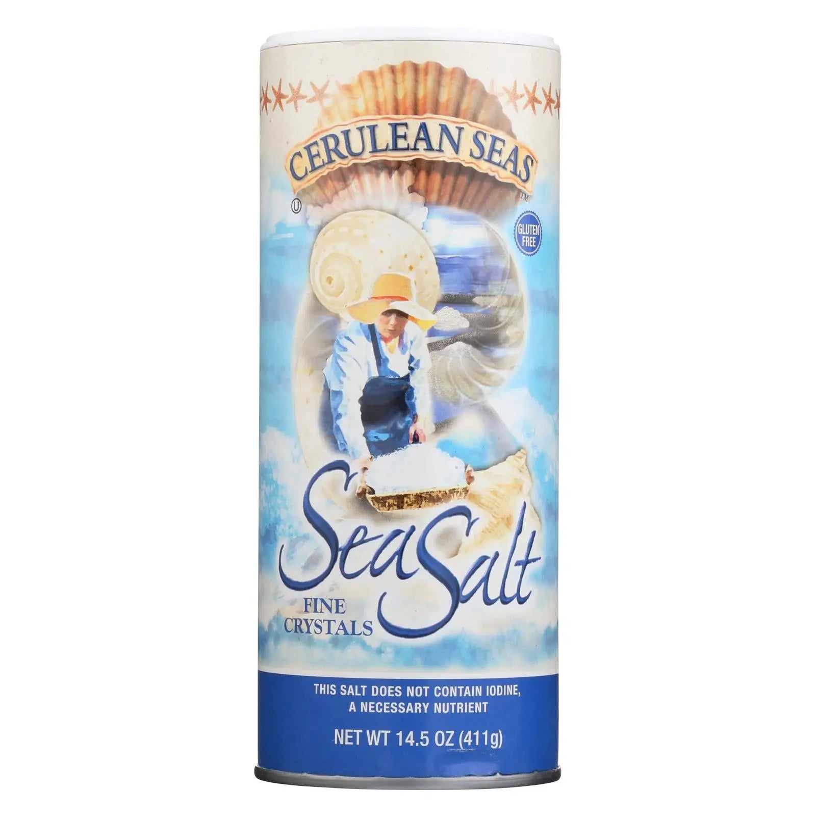 Cerulean Seas Sea Salt - Fine - Case Of 12 - 14.5 Oz Cerulean Seas