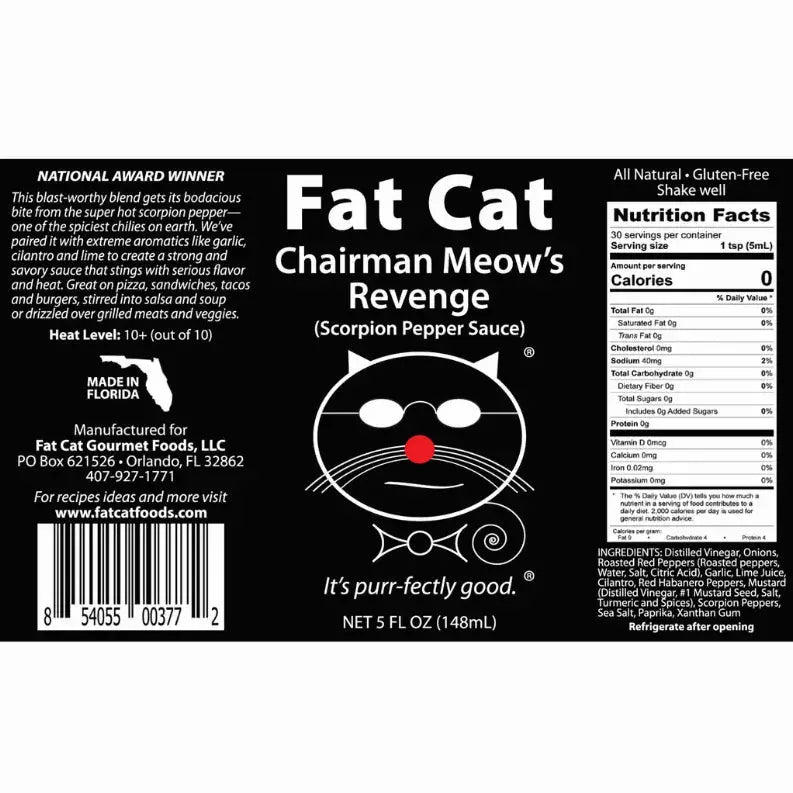 Chairman Meow's Revenge Scorpion Pepper Sauce Fat Cat Gourmet Hot Sauces