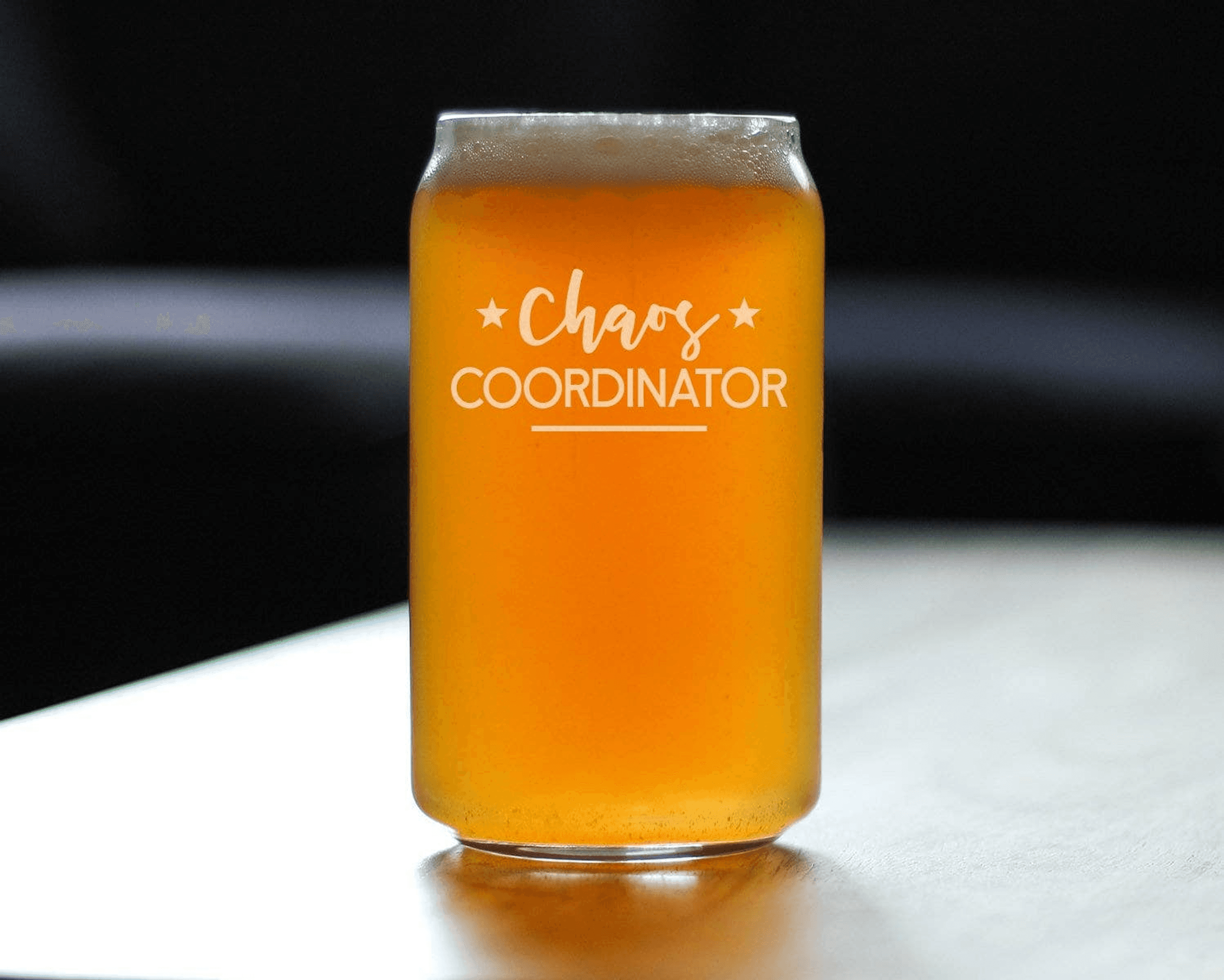 Chaos Coordinator Beer Can Pint Glass - Teacher Gifts Bevvee