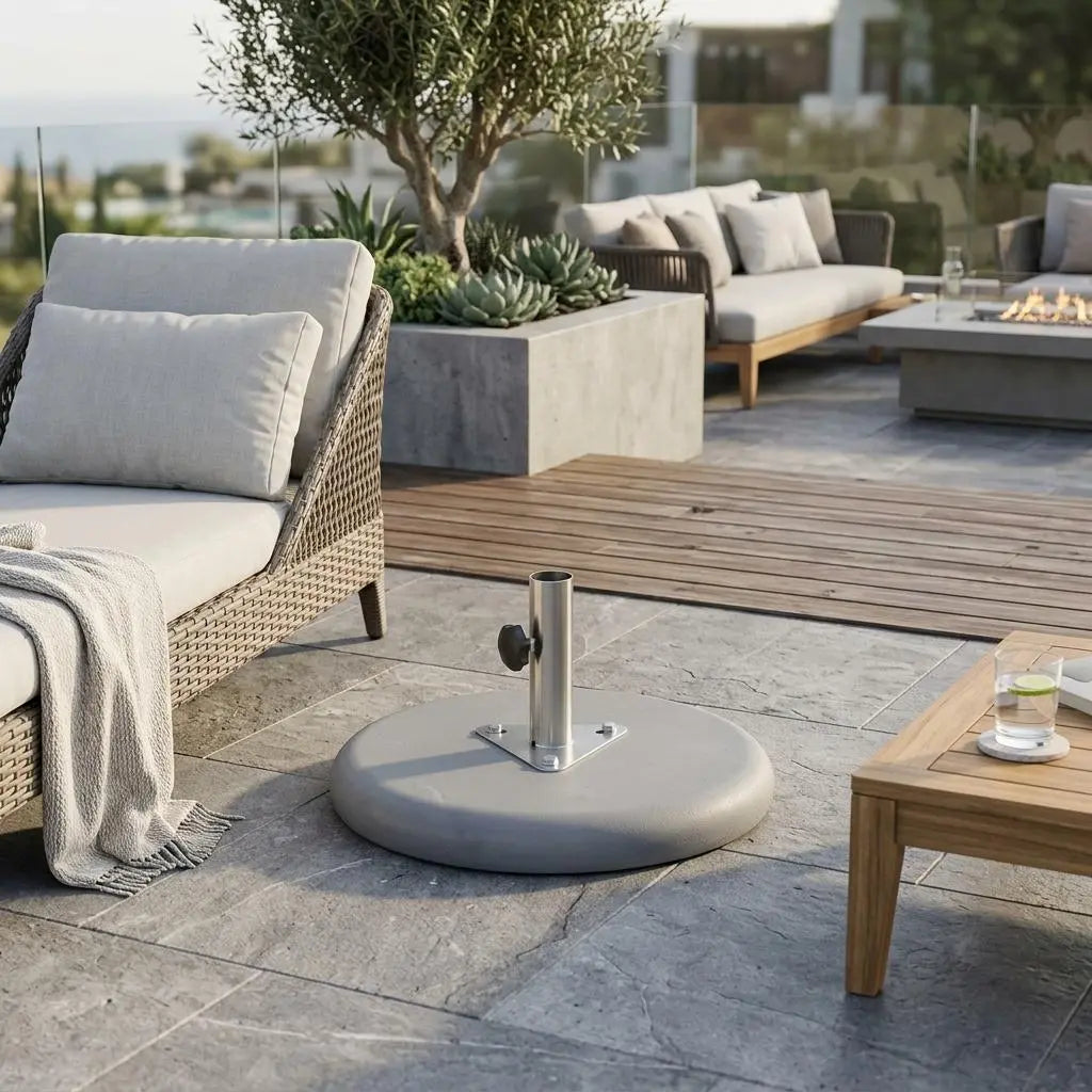 Charcoal Market Umbrella Concrete Mounted Umbrella Base Homeroots Outdoor