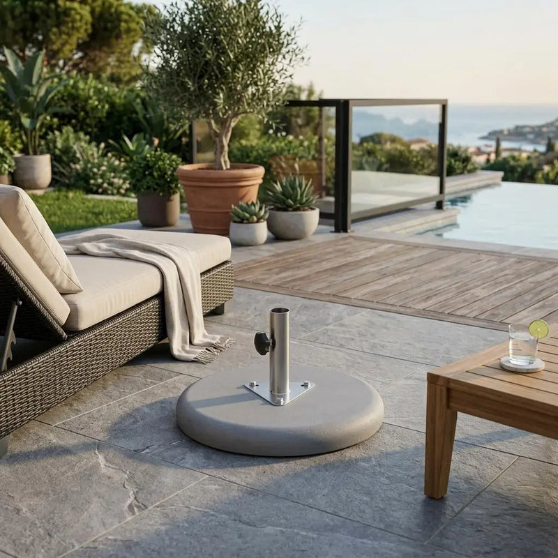 Charcoal Market Umbrella Concrete Mounted Umbrella Base Homeroots Outdoor