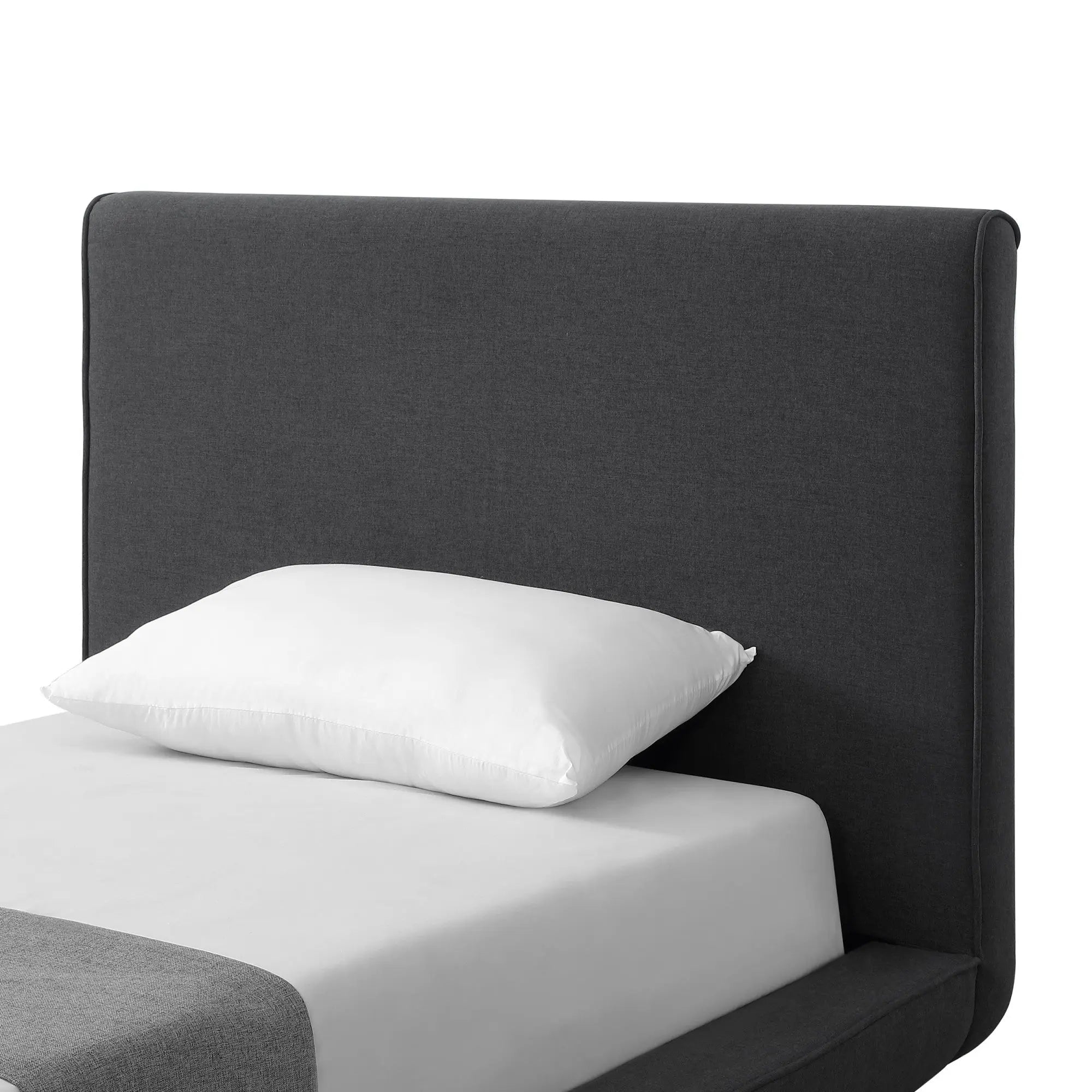 Charcoal Solid Wood Twin Upholstered Linen Bed Homeroots Bed & Bath