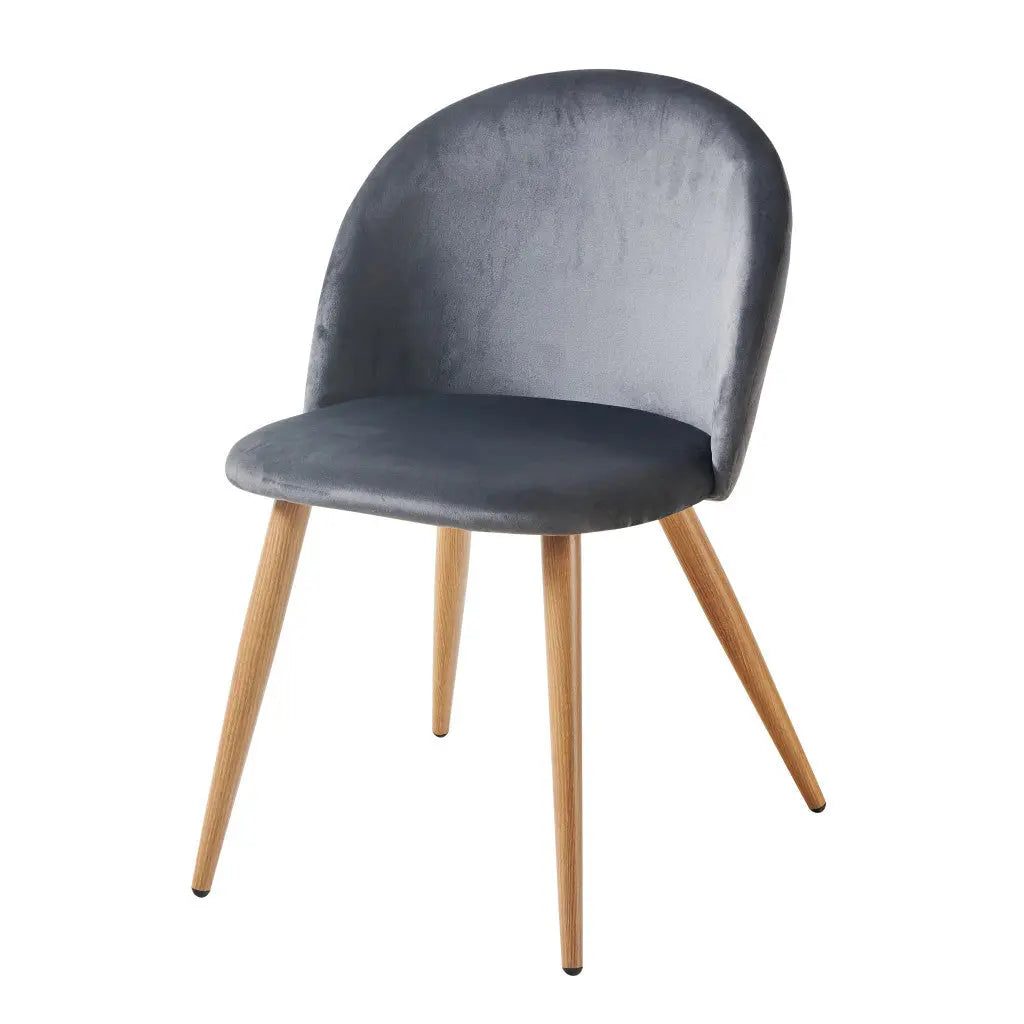 Charcoal and Oak Velvet and Metal Dining Side Chair Homeroots Kitchen & Dining