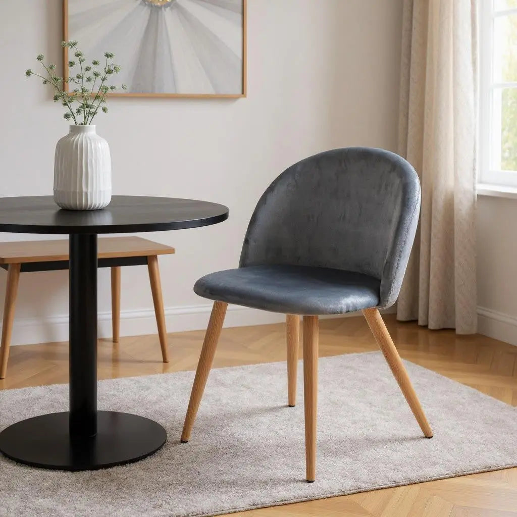 Charcoal and Oak Velvet and Metal Dining Side Chair Homeroots Kitchen & Dining