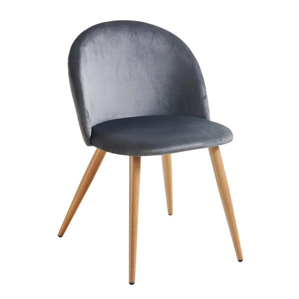 Charcoal and Oak Velvet and Metal Dining Side Chair Homeroots Kitchen & Dining