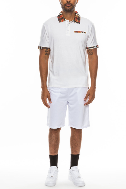 Checkered Detail Polo Short Set WEIV