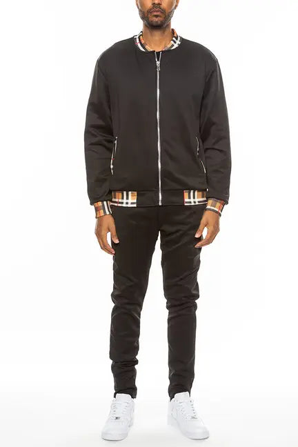 Checkered Detail Track Jacket Set WEIV