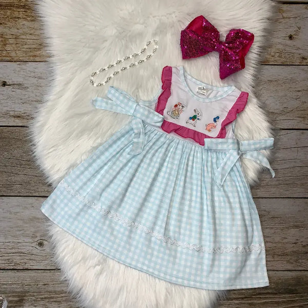 Checkered Hot Ruffle Embroidered Easter Siblings Dress Stella Bean Clothing