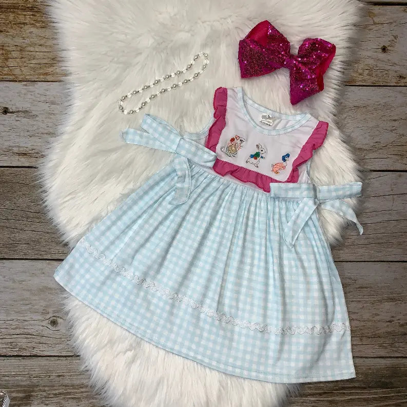 Checkered Hot Ruffle Embroidered Easter Siblings Dress Stella Bean Clothing