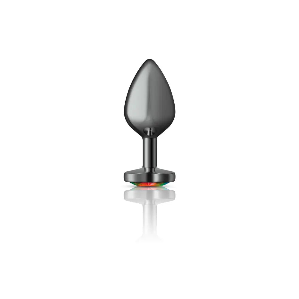 Cheeky Charms - Gunmetal Metal Buttplug - Heart - Rainbow - Medium - GreatEagleInc