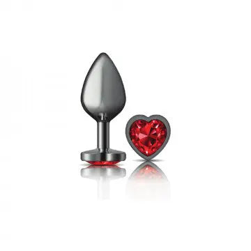 Cheeky Charms Heart Deep Red Gunmetal Butt Plug Viben