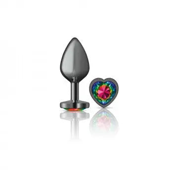Cheeky Charms Heart Rainbow Gunmetal Butt Plug Viben