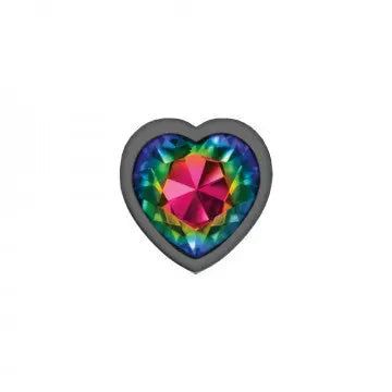 Cheeky Charms Heart Rainbow Gunmetal Butt Plug Viben